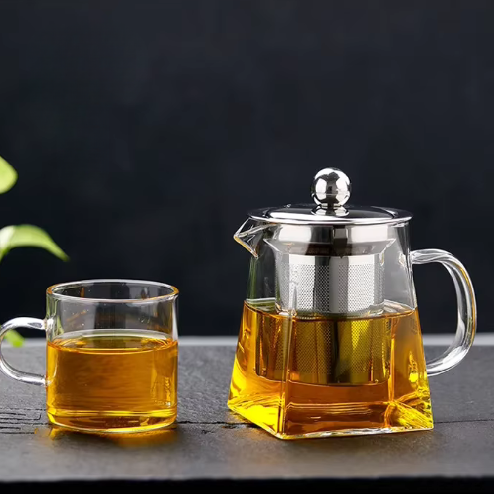 Glass Teapot With Tea Infuser, Heat Resistant Borosilicate Tea Kettle With Stainless Steel Filter