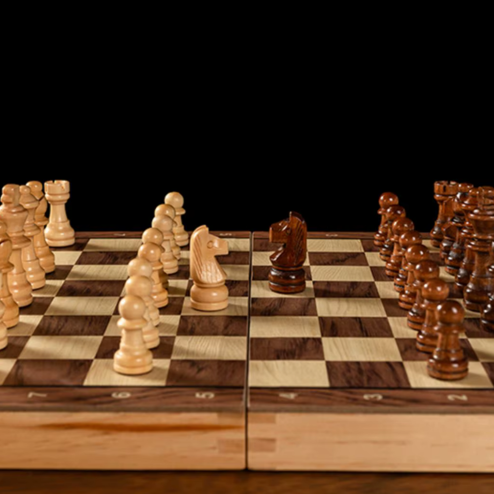 Wooden Folding Chess Set, Magnetic Board Game