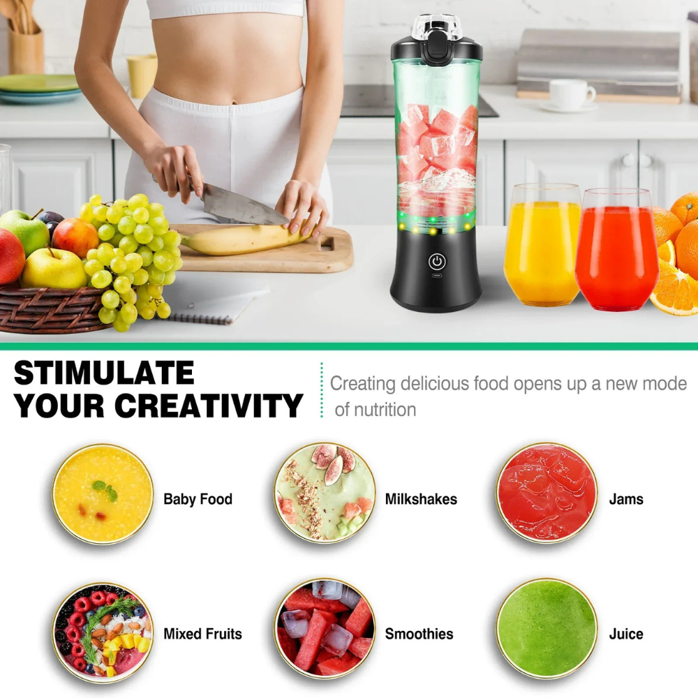Smoothie Blender 2 in 1 Portable Electric Juicer and Mixer with 6 Blades