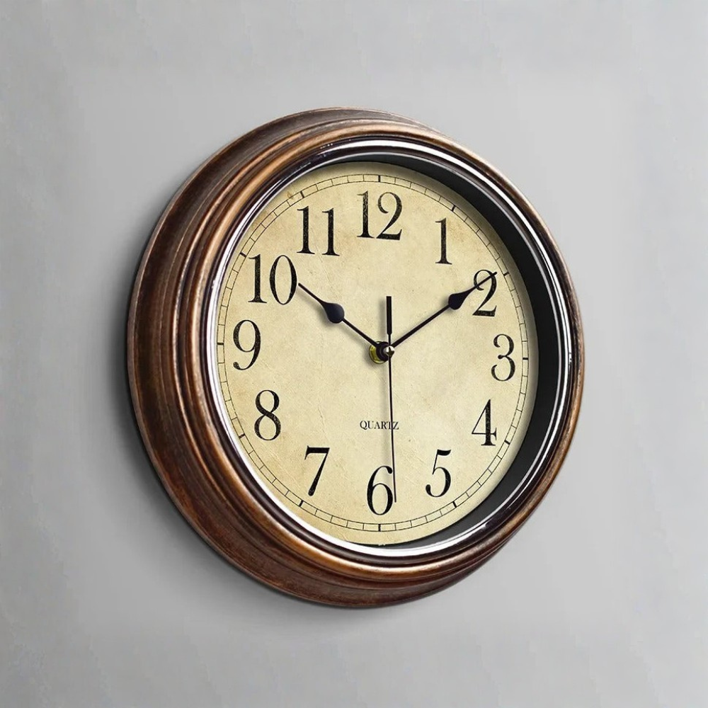 Classic Retro Wall Clock, 12" Silent Non Ticking Quartz Design