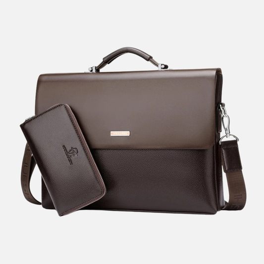 Briefcase Synthetic Leather Business Shoulder Bag with Laptop Sleeve