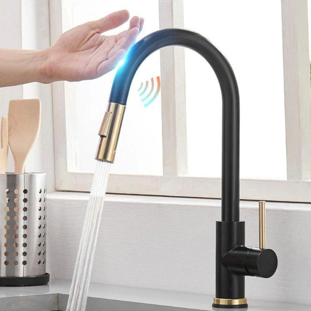 Kitchen Sensor Faucet Water Tap, Stainless Steel Smart Touch With 4 Colors