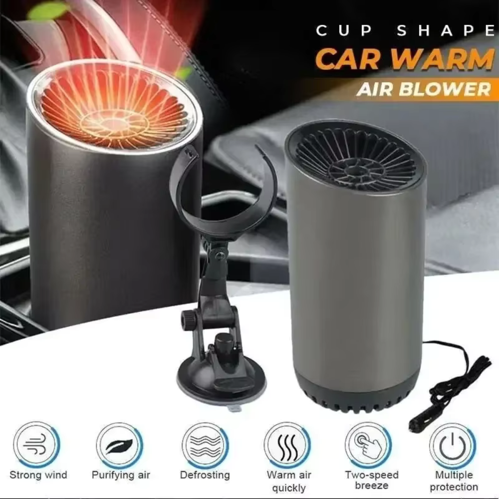 Cup Shape Car Air Blower - Heating & Cooling Fan With Adjustable 360 Degree Rotation & Use for Car, SUV, RV & Truck