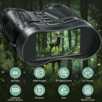 Binoculars with 4K Video, 36MP Photo, 8x Digital Zoom and 3.2 Inch Screen