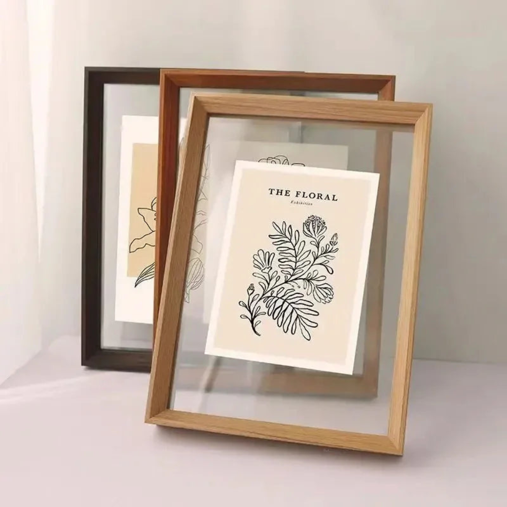 Picture Frame Floating Wood Display Holder for Photos and Art Prints