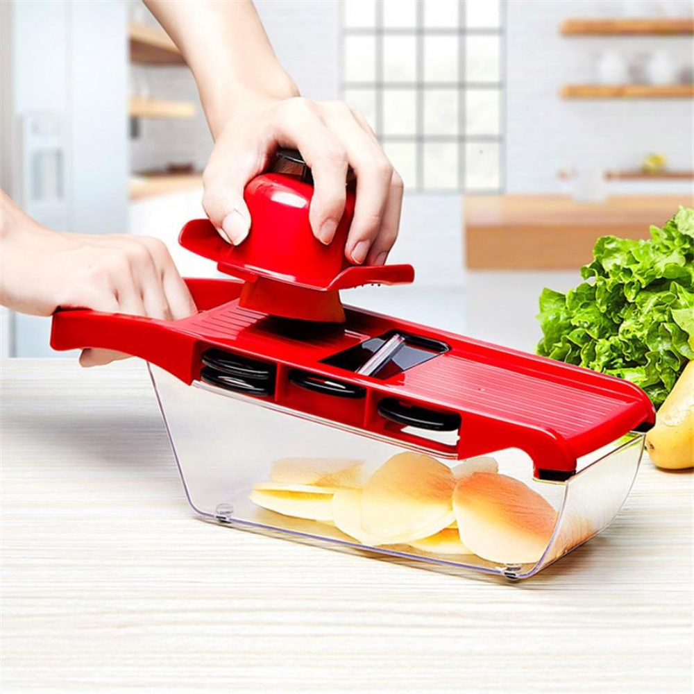 Mandoline Vegetable Slicer, Fruit Slicer With Stainless Steel Blades - 6 Different Blades