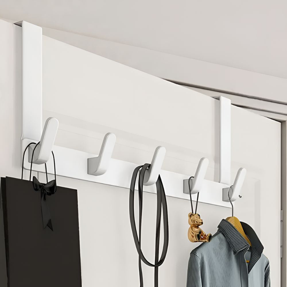 Over the Door Coat Rack with 5 Alloy Steel Utility Storage Hooks