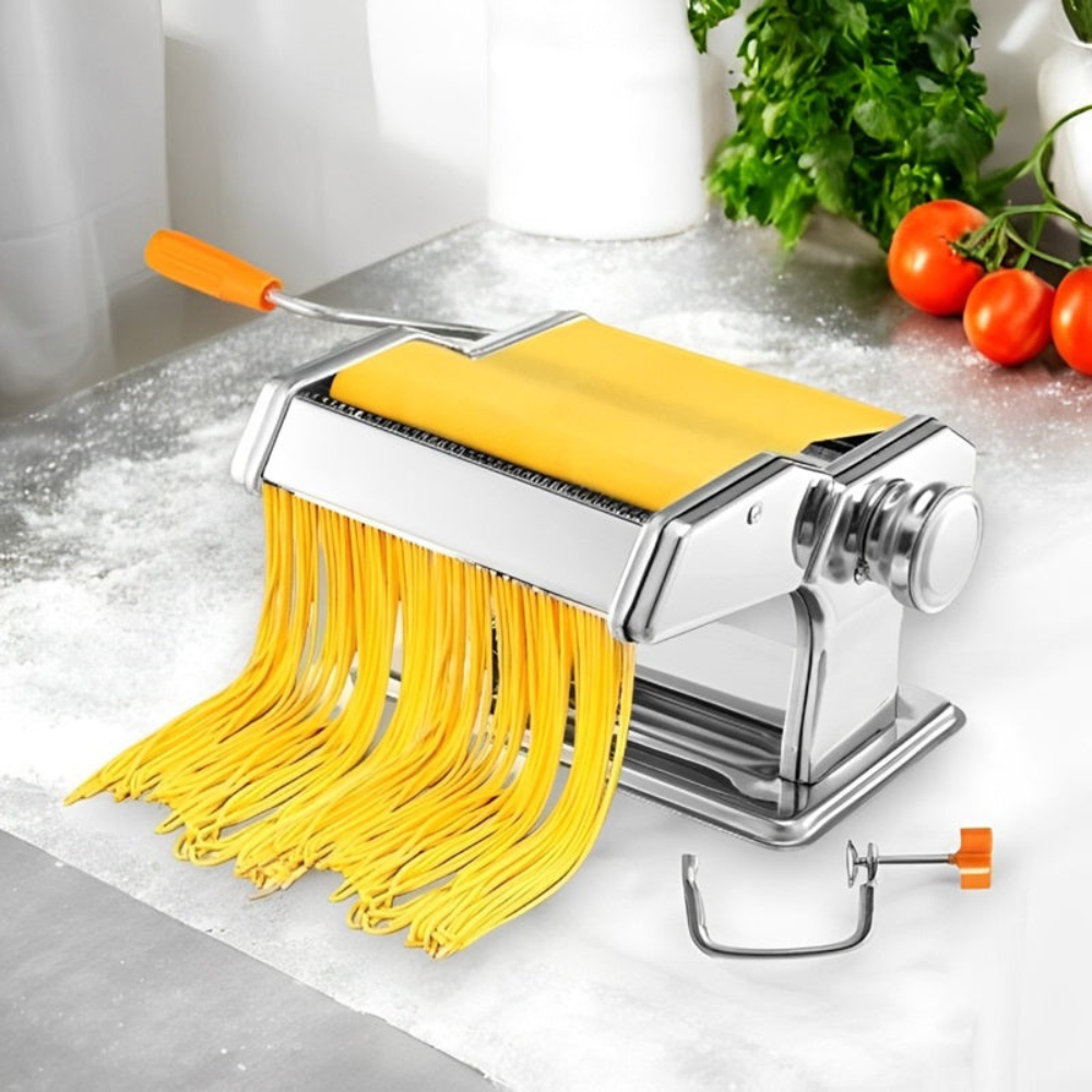 Pasta Maker Machine Stainless Steel Manual Roller Press with 6 Settings