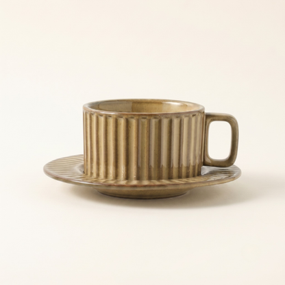 8 oz Coffee Mug with Kiln Fired Glaze and Non Slip Base Vintage Style