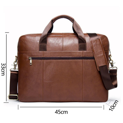 Briefcase for Men Genuine Cow Leather Messenger Shoulder Travel Bag 17 Inch