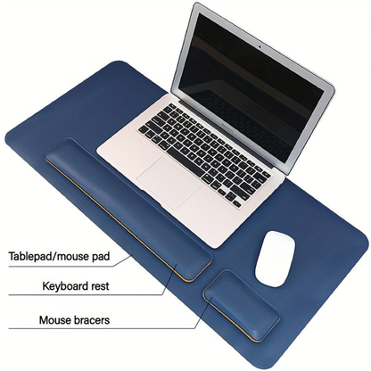 Desk Mat with Keyboard and Mouse Wrist Support Three Piece PU Leather Set