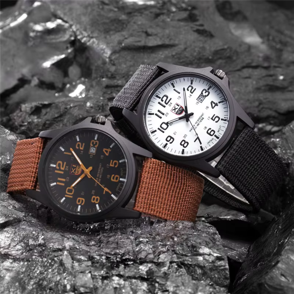 Mens Watches Tactical Field Military Style Quartz Watch with LED