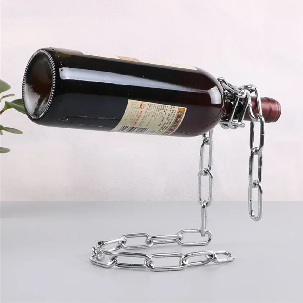 Single Wine Bottle Holder, Chain & Pearl Style Stand