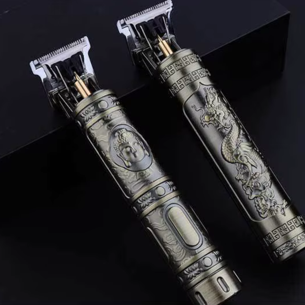 Stainless Steel Hair Clipper, Mens Hair Cutter With Engraved Style Handle
