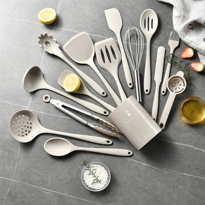 Kitchen Utensils with Holder - 15pcs Silicone Cooking Set