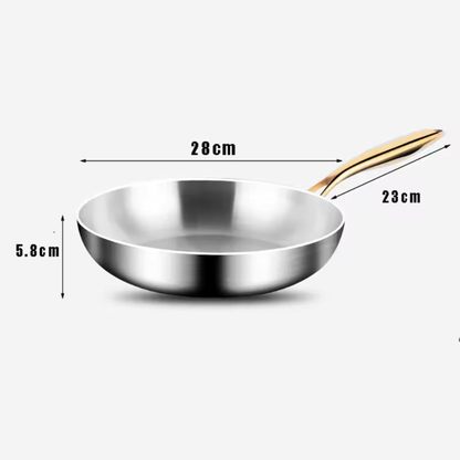 Frying Pan Stainless Steel 316 Multi Cooktop Wok with Glass Lid