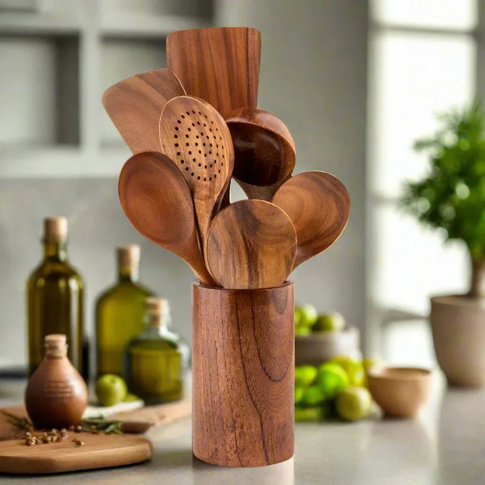 Wooden Utensil 7-Piece Kitchen Set