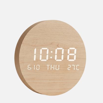 Digital Wall Clock with LED Display and Rechargeable Battery - 7.68" Diameter
