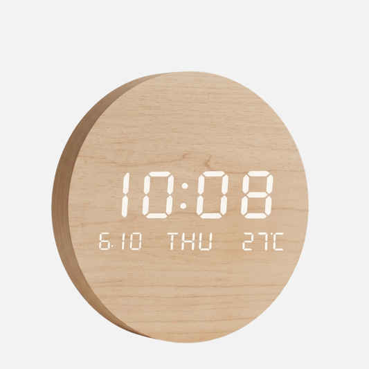 Digital Wall Clock with LED Display and Rechargeable Battery - 7.68" Diameter