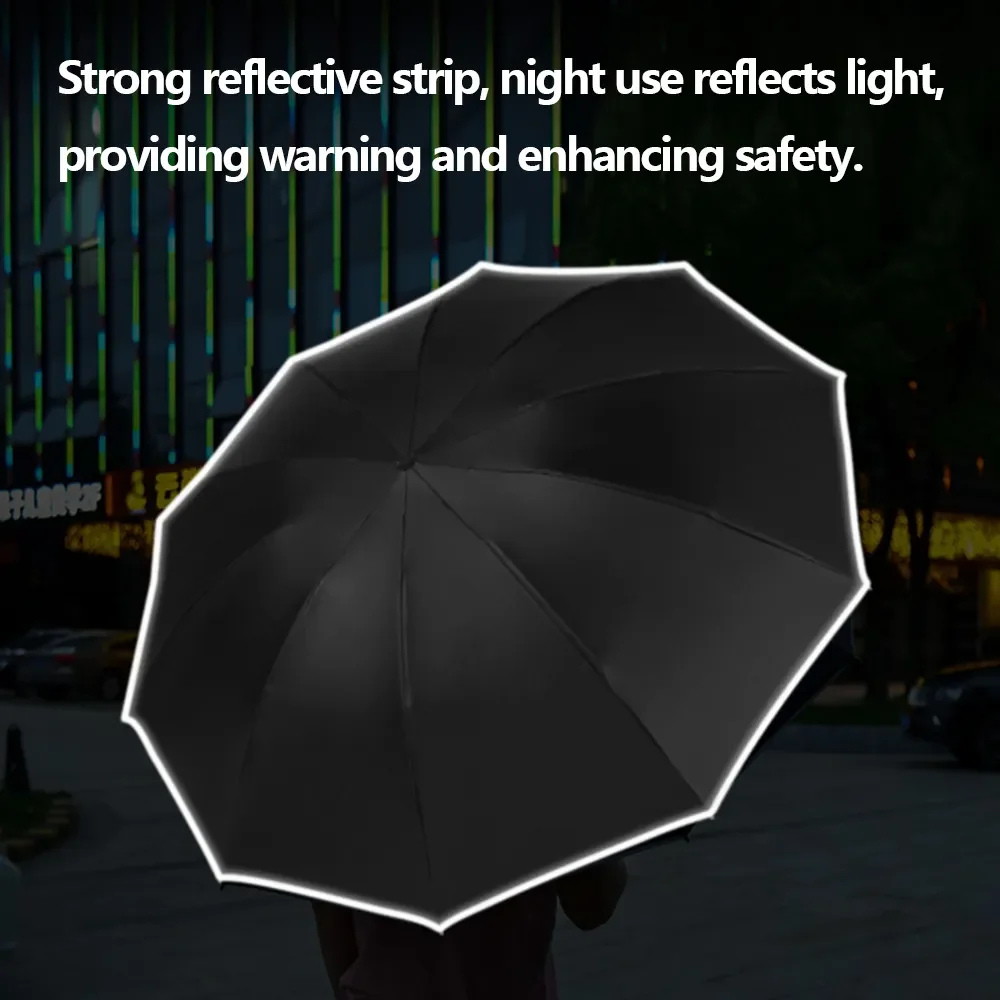 Foldable Umbrella with Automatic Button, Reverse Design and LED Flashlight