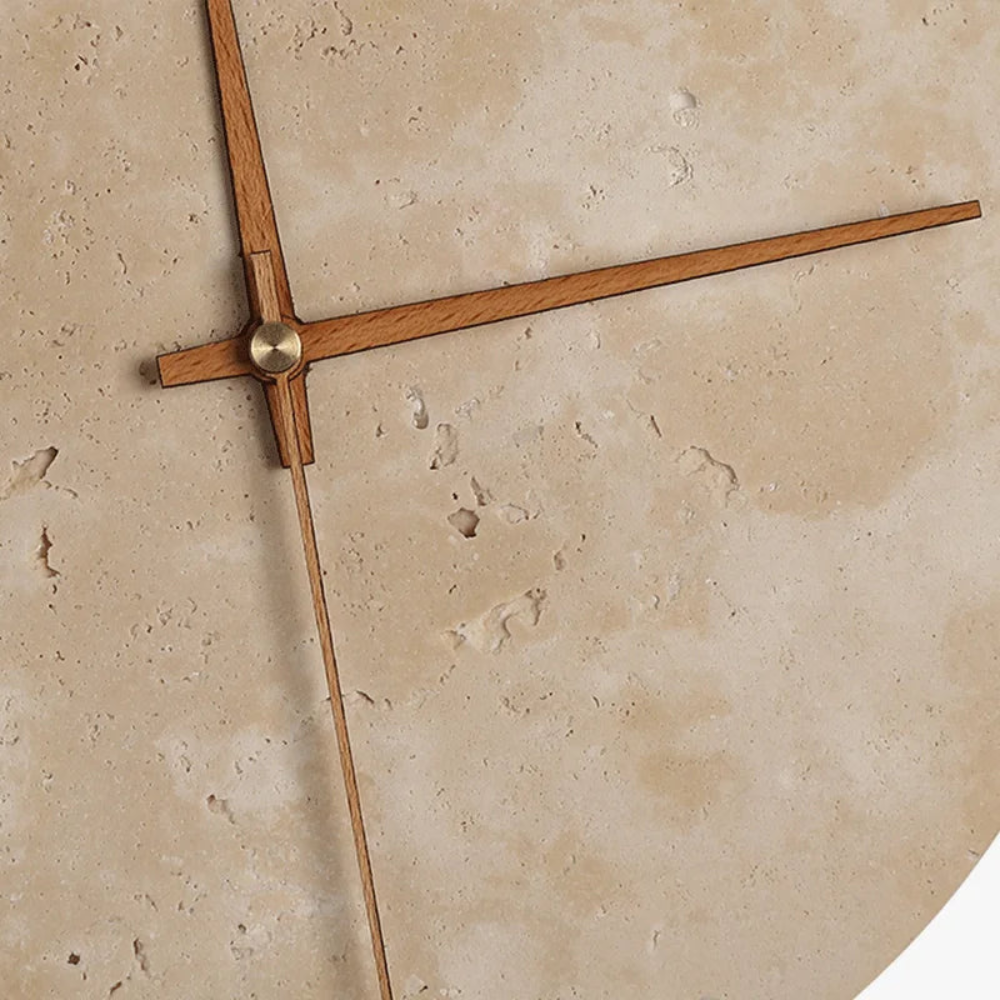 Modern Minimalist Wall Clock Travertine Natural Stone Backlit LED Sconce