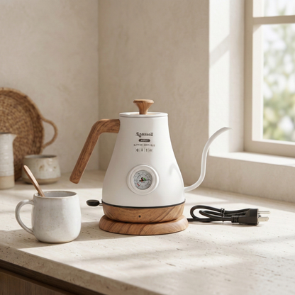 Stainless Steel Electric Tea Kettle with Gooseneck Spout and Thermostat Regulation