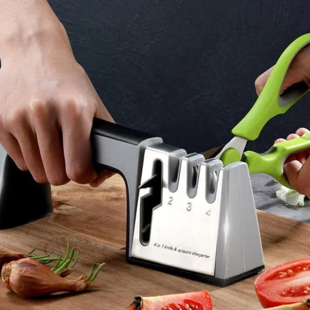 Knife Sharpener 4 in 1 Manual Pull-Through Tool for Blades and Scissors