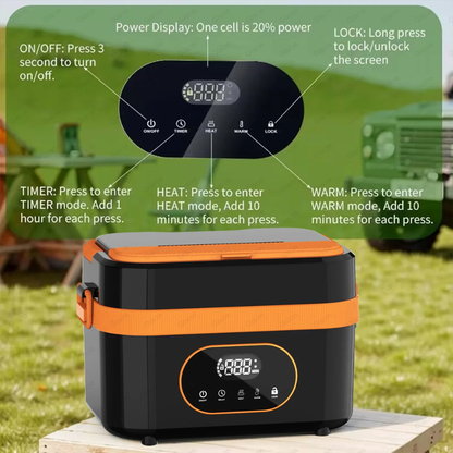 Portable Food Warmer Electric Lunch Box with Wireless Self Heating and Smart Timer