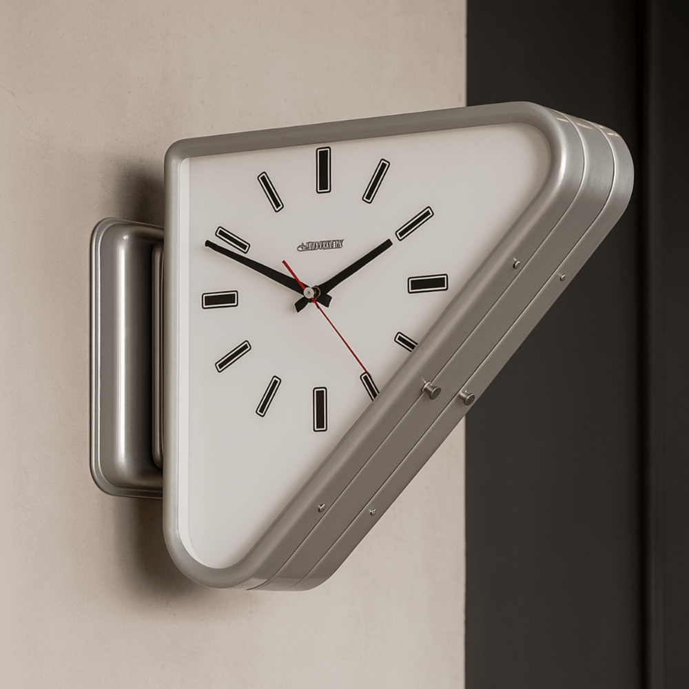 Analogue Clocks Double Sided Metal Wall Mounted Silent Geometric Timekeeper