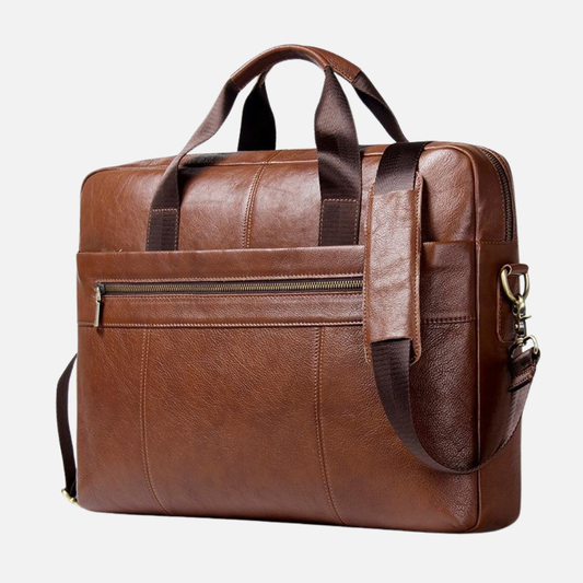Briefcase for Men Genuine Cow Leather Messenger Shoulder Travel Bag 17 Inch