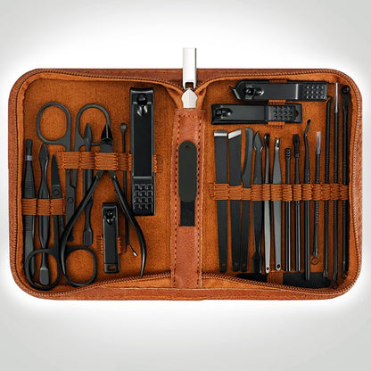 Portable Full Nail Clipper Travel Set In Case - Complete Mens Grooming Set