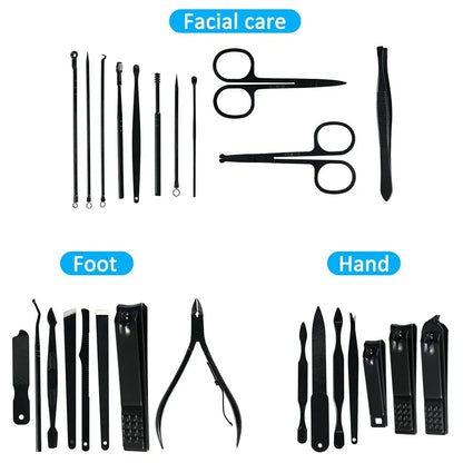 Portable Full Nail Clipper Travel Set In Case - Complete Mens Grooming Set
