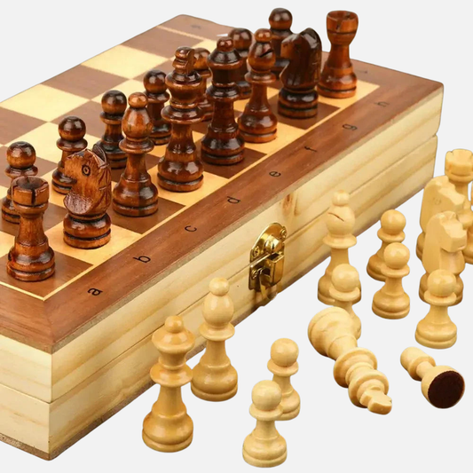 Wooden Folding Chess Set, Magnetic Board Game