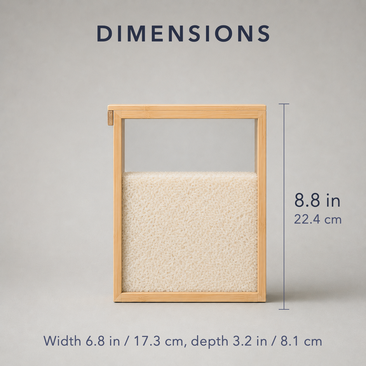 Dimensions: 8.8 inches tall, 6.8 inches wide, 3.2 inches deep