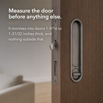 Measure the door first - it fits doors 1-9/16 to 1-31/32 inches thick