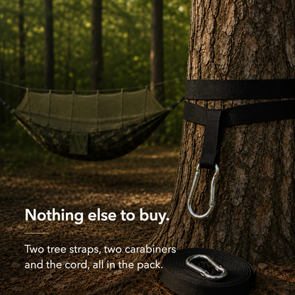 Nothing else to buy - two tree straps, two carabiners and the cord, all in the pack