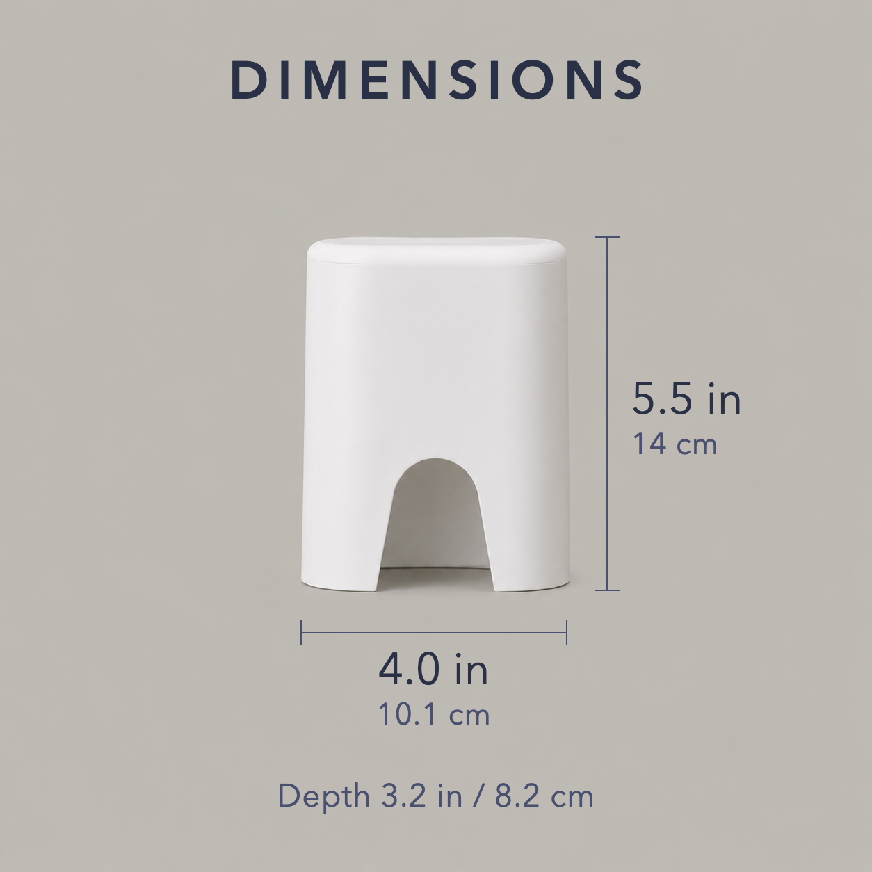 Dimension diagram: 4.0 in wide by 5.5 in tall, depth 3.2 in