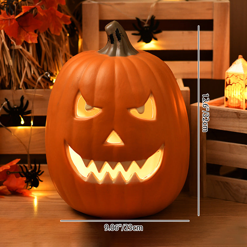 Sly Grin carved pumpkin lamp dimensions: 9.06 in (23 cm) wide and 12.6 in (32 cm) tall