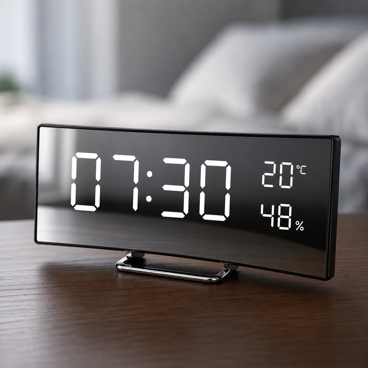Time, temperature and humidity shown together on one display
