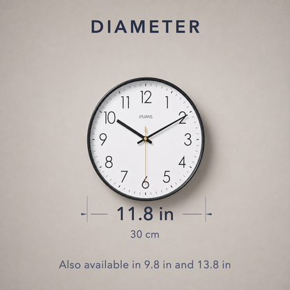 Diameter diagram showing 11.8 in or 30 cm, also available in 9.8 in and 13.8 in